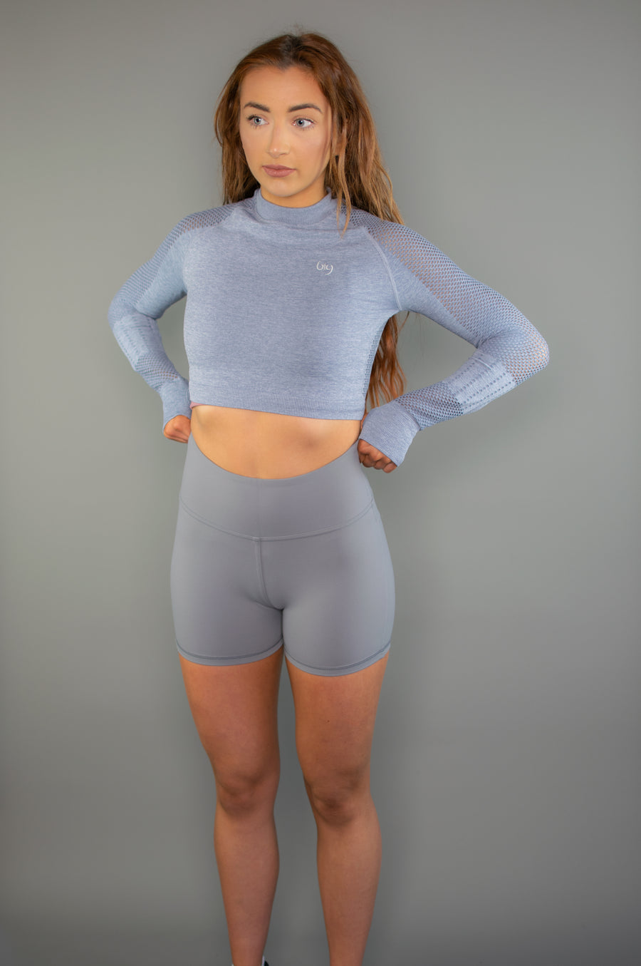 Define High Waist Contour Shorts (Grey) - BIG Gymwear Ltd