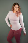 Exertion Rear Mesh Long Sleeve (Light Pink) - BIG Gymwear Ltd
