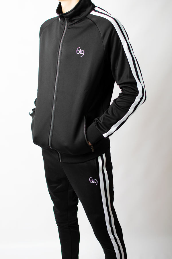 Poly Track Jacket Feat. White Taping & Rear Embroidery - BIG Gymwear Ltd