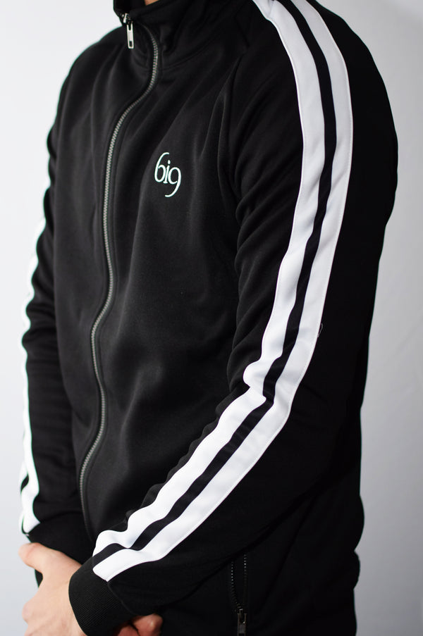 Poly Track Jacket Feat. White Taping & Rear Embroidery - BIG Gymwear Ltd